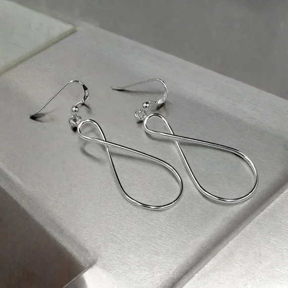 925 Sterling Silver Twist Dangle Earrings! NEW! - Picture 3 of 3